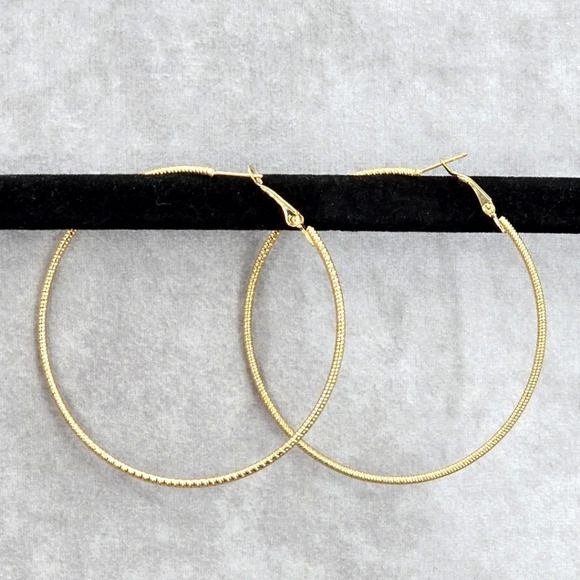 Gold Large Spiral Hoop Dangle Earrings Fashion Jewelry JB2-32 - Picture 2 of 5